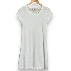 White T-Shirt Dress Short Sleeves Round Neck PCA Casual Sporty Mini‎ Scoop Neck